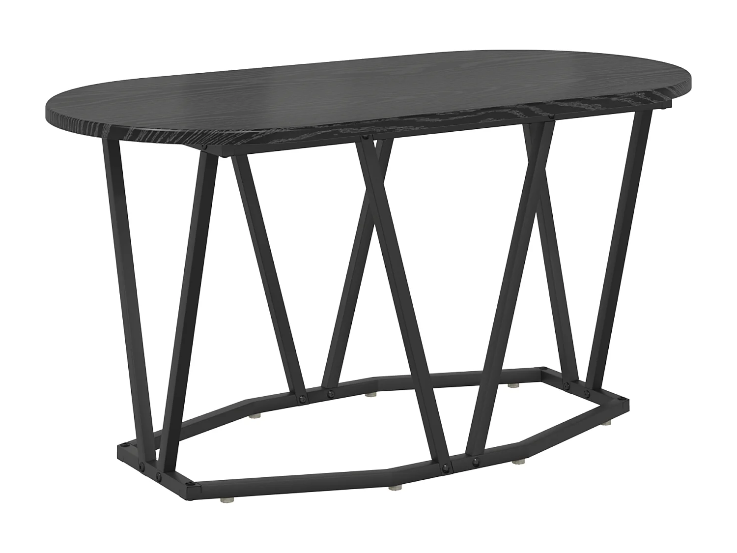 Table Basse Noir en Chêne 80x40x40,5 cm en Bois D'ingénierie et Métal