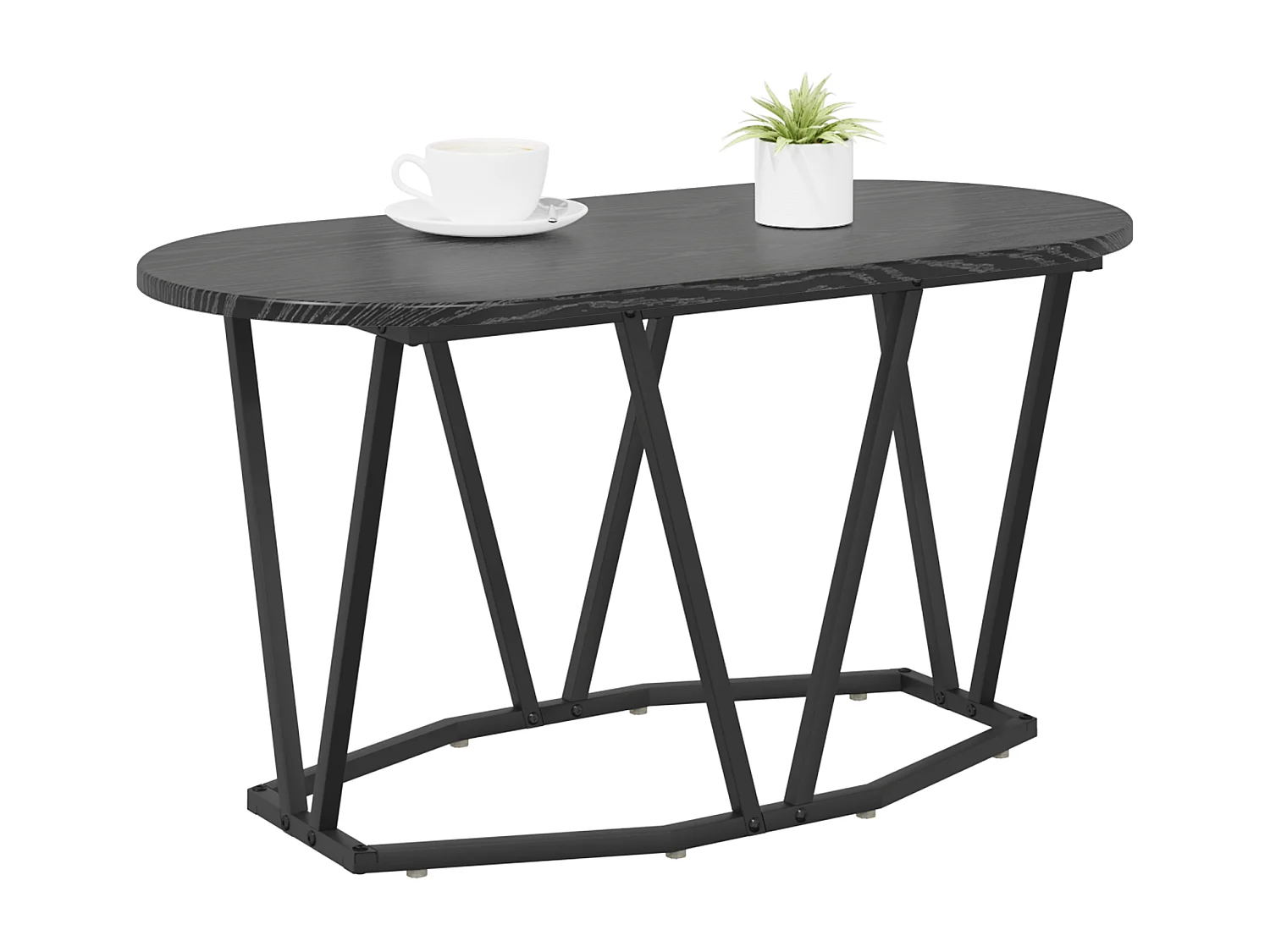 Table Basse Noir en Chêne 80x40x40,5 cm en Bois D'ingénierie et Métal