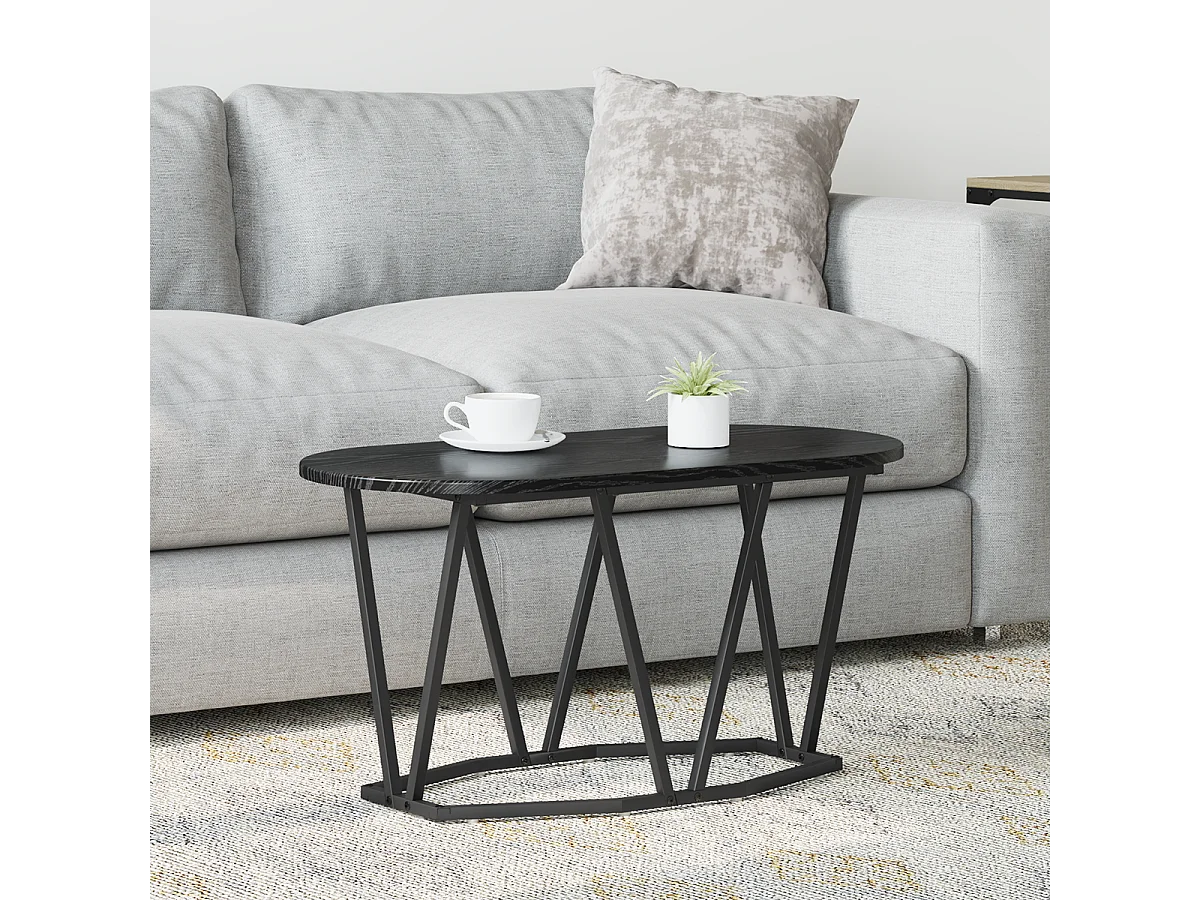 Table Basse Noir en Chêne 80x40x40,5 cm en Bois D'ingénierie et Métal