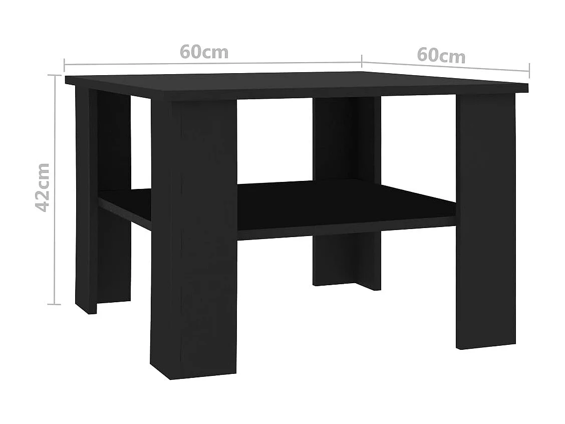 Table basse Noir 60x60x42 cm Bois d’ingénierie