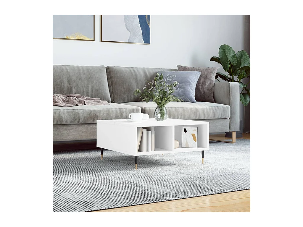 Table basse blanc 60x60x30 cm bois d'ingénierie