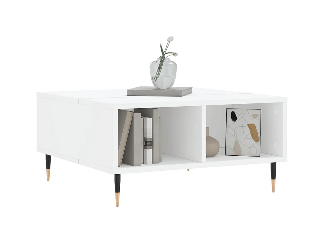 Table basse blanc 60x60x30 cm bois d'ingénierie