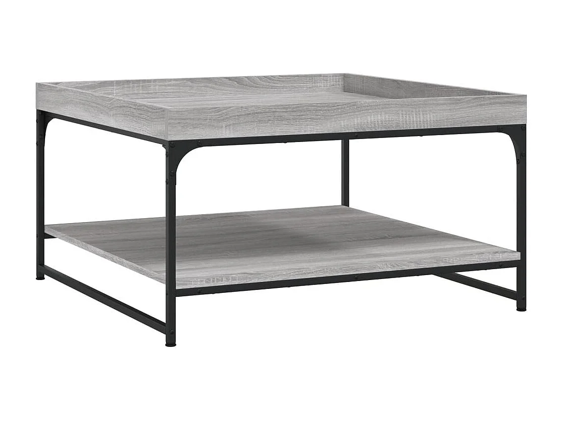 Table basse sonoma gris 80x80x45 cm bois d'ingénierie et fer