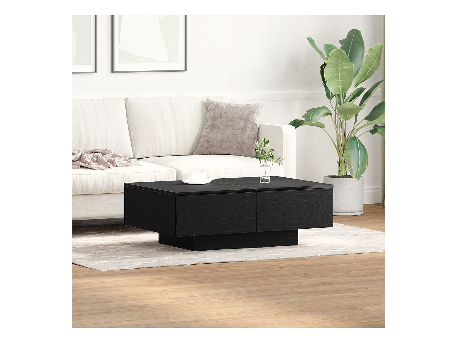 Table basse en chêne noir 90x60x31 cm en bois d'ingénierie