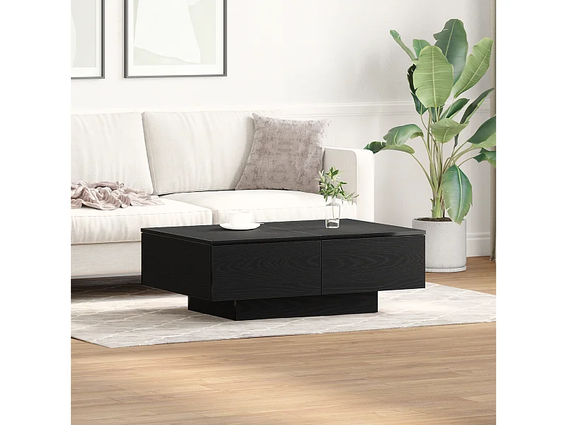 Table basse en chêne noir 90x60x31 cm en bois d'ingénierie