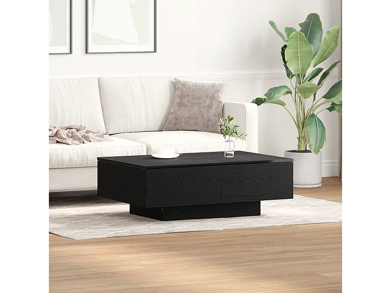 Table basse en chêne noir 90x60x31 cm en bois d'ingénierie