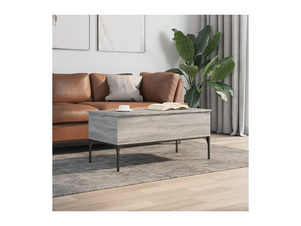 Sonoma salontafel grijs 100x50x45 cm bewerkt hout en metaal