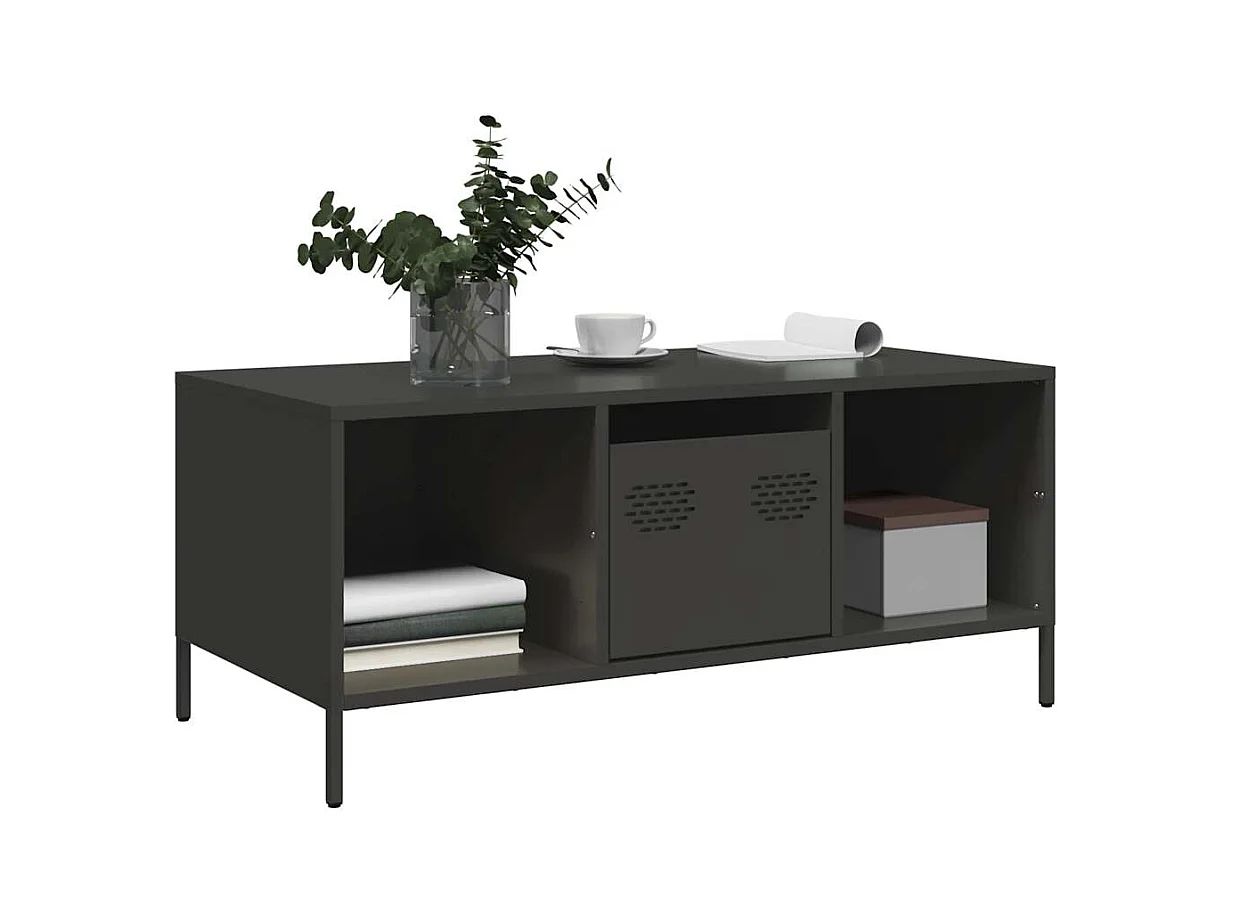 Table basse noir 101,5x50x43,5 cm acier laminé à froid