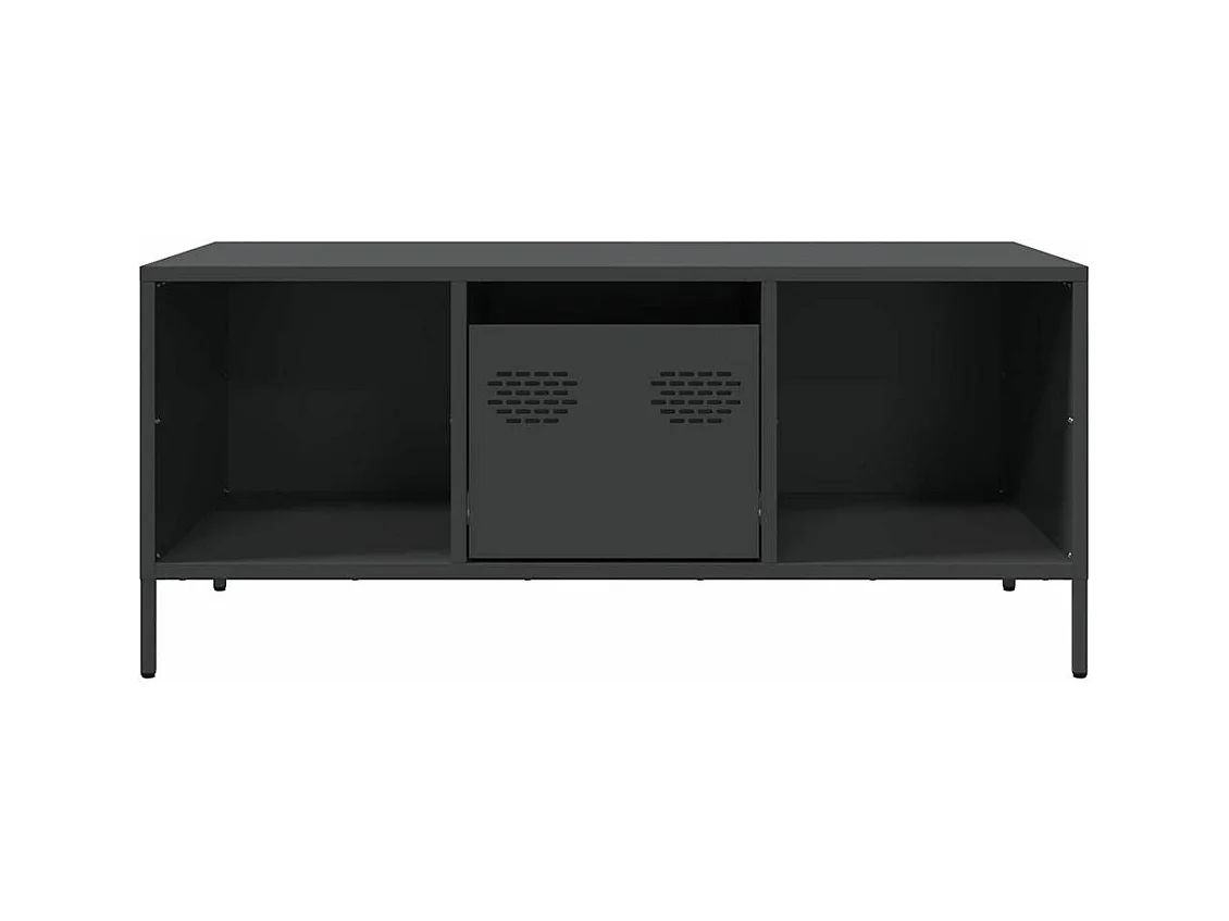 Table basse noir 101,5x50x43,5 cm acier laminé à froid