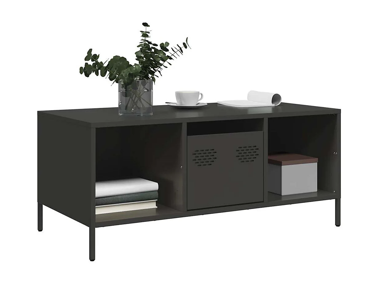 Table basse noir 101,5x50x43,5 cm acier laminé à froid