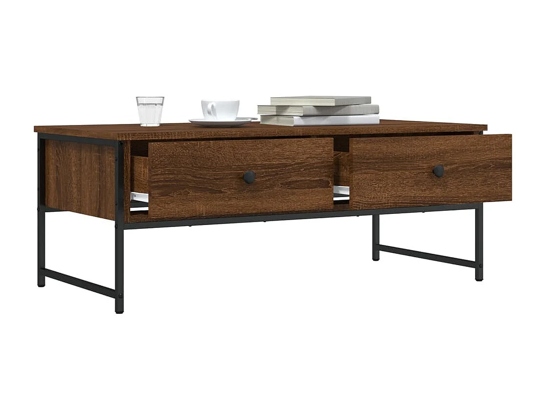 Mesa de centro roble marrón 101x49x39,5 cm madera de ingeniería