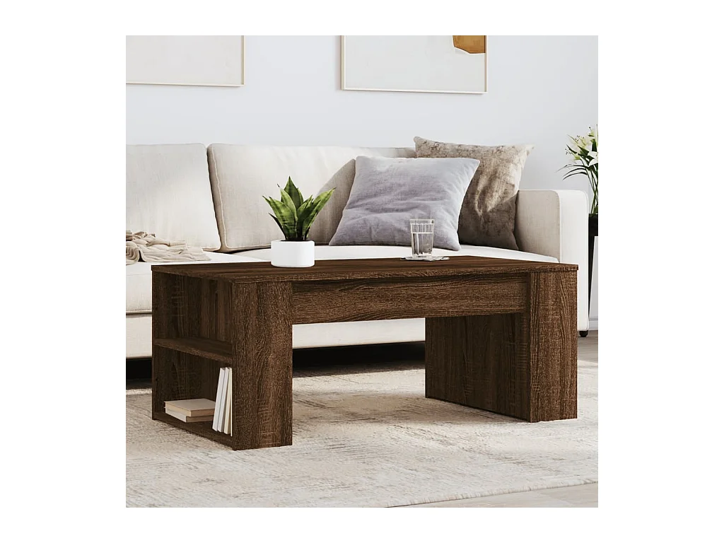 Table basse chêne marron 102x55x42 cm bois d'ingénierie