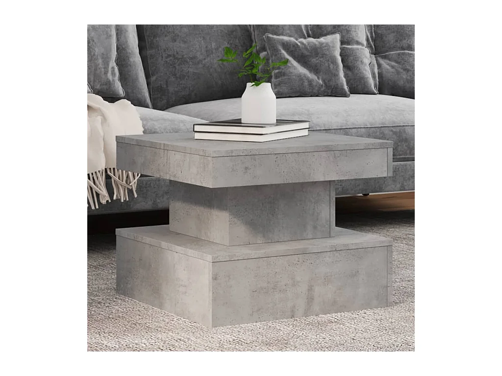 Table basse avec lumières LED gris béton 50x50x40 cm