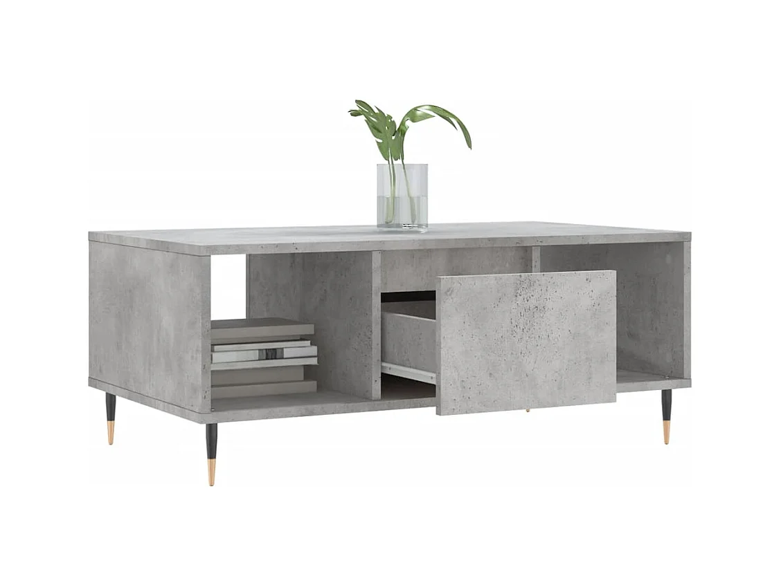 Tavolino da caffè grigio cemento 90x50x36,5 cm in legno ingegnerizzato