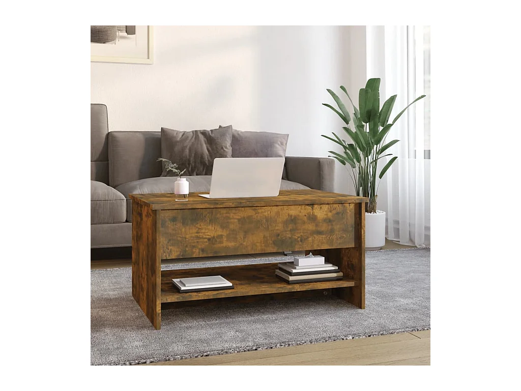 Table basse Chêne fumé 80x50x40 cm Bois d'ingénierie