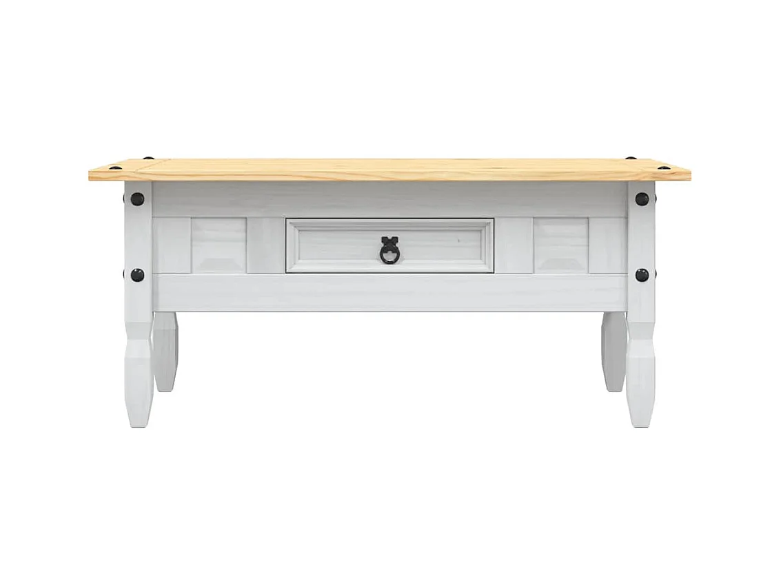 Table basse Pin mexicain Gamme Corona Blanc 100x55x44 cm