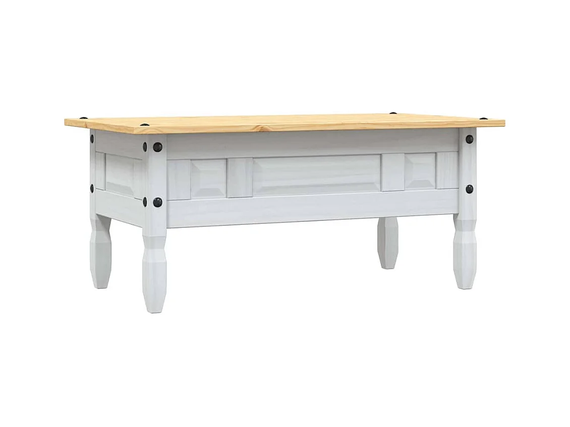 Table basse Pin mexicain Gamme Corona Blanc 100x55x44 cm