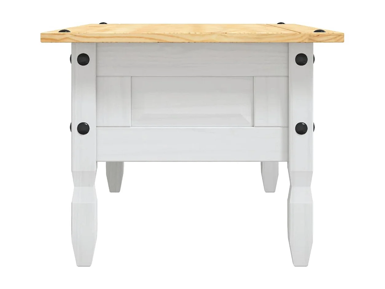 Table basse Pin mexicain Gamme Corona Blanc 100x55x44 cm