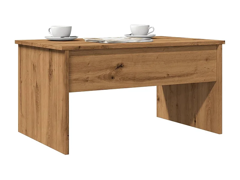 Handgemaakte eikenhouten salontafel 80x50,5x41,5 cm bewerkt hout