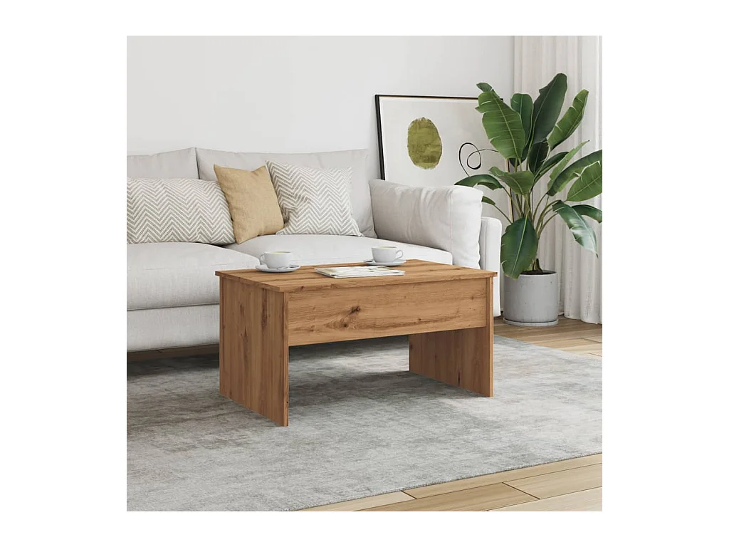 Handgemaakte eikenhouten salontafel 80x50,5x41,5 cm bewerkt hout