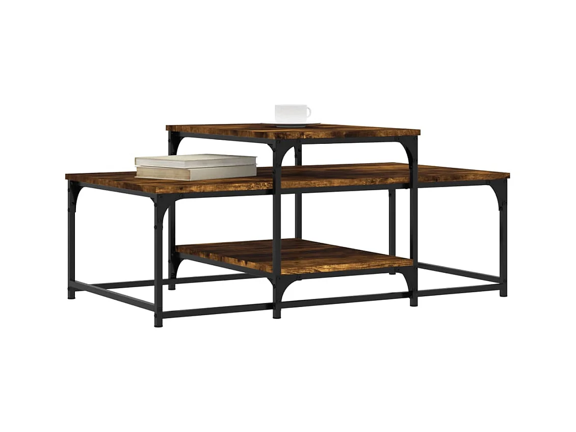 Table basse chêne fumé 102x60x45 cm bois d'ingénierie