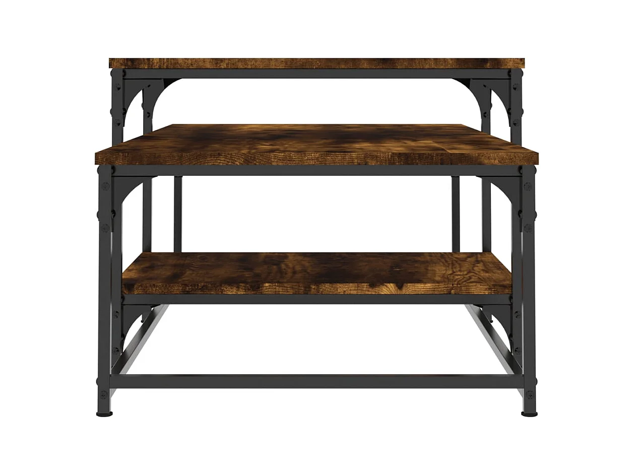 Table basse chêne fumé 102x60x45 cm bois d'ingénierie