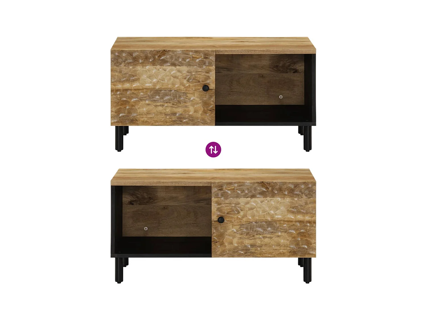 Mesa de centro 80x50x40 cm madera maciza de mango