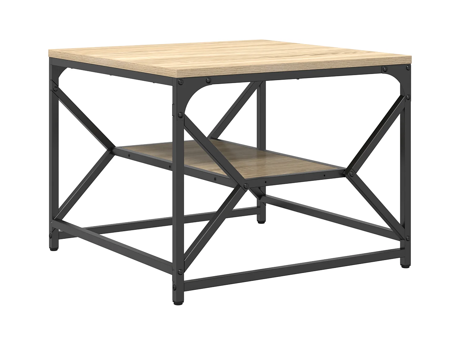 Table basse avec étagère en chêne de Sonoma – 51 x 50 x 40 cm – Fabriquée en bois d'ingénierie
