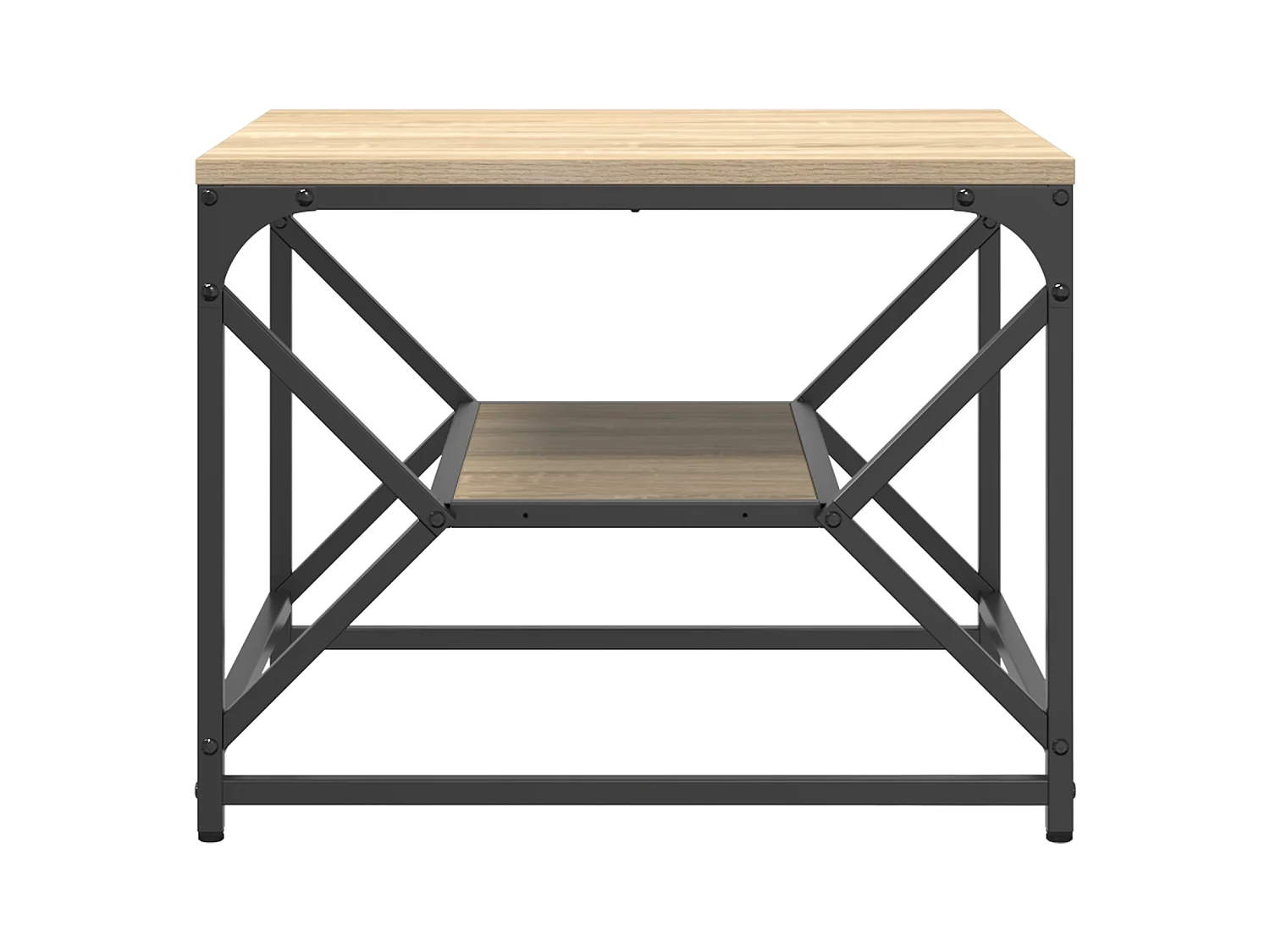 Table basse avec étagère en chêne de Sonoma – 51 x 50 x 40 cm – Fabriquée en bois d'ingénierie