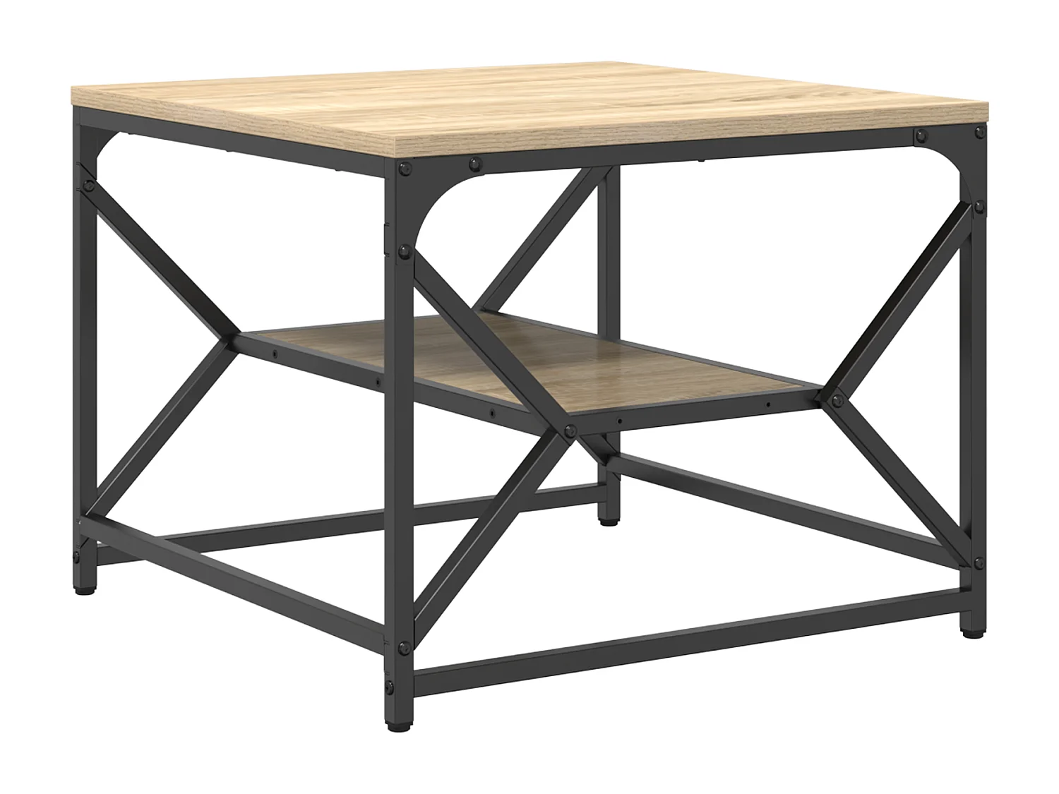Table basse avec étagère en chêne de Sonoma – 51 x 50 x 40 cm – Fabriquée en bois d'ingénierie