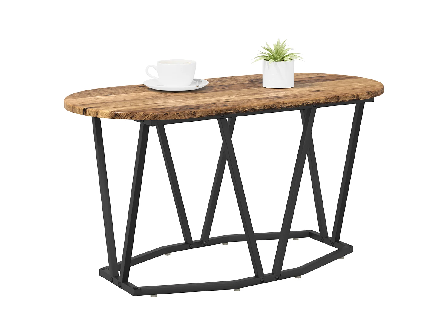 Table basse en bois ancien 80x40x40,5 cm en bois composite et métal