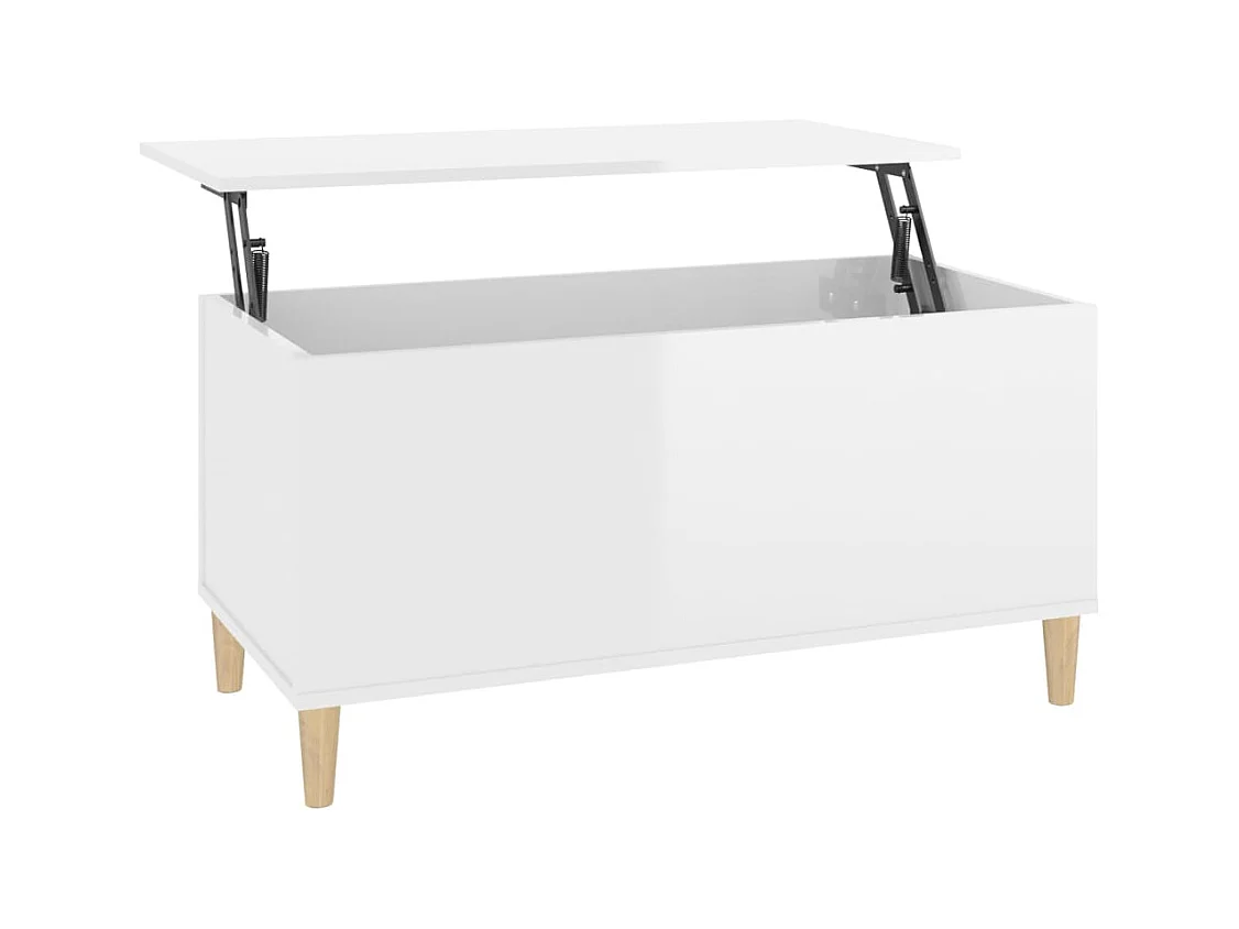 Table basse Blanc brillant 90x44,5x45 cm Bois d'ingénierie