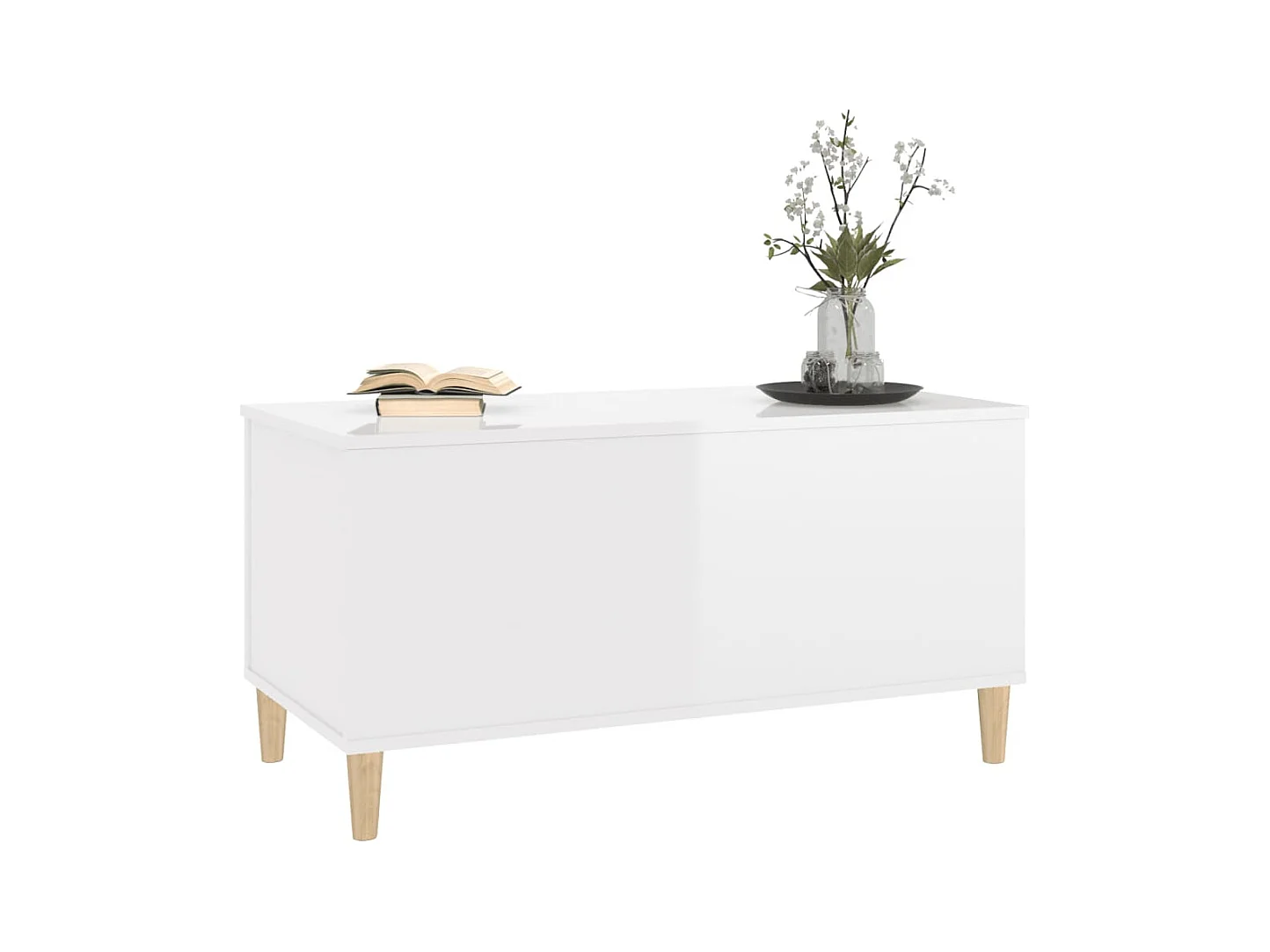 Table basse Blanc brillant 90x44,5x45 cm Bois d'ingénierie