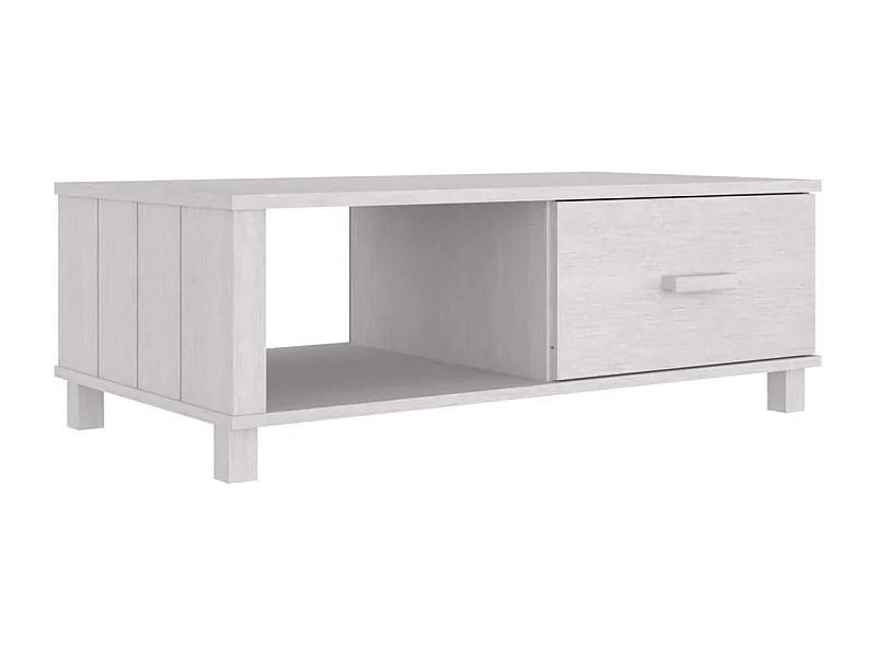 Table basse HAMAR Blanc 100x55x35 cm Bois massif de pin