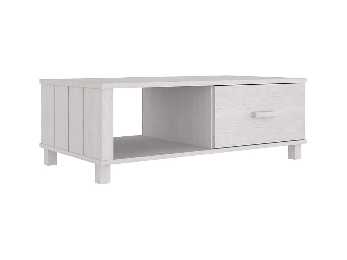 Table basse HAMAR Blanc 100x55x35 cm Bois massif de pin