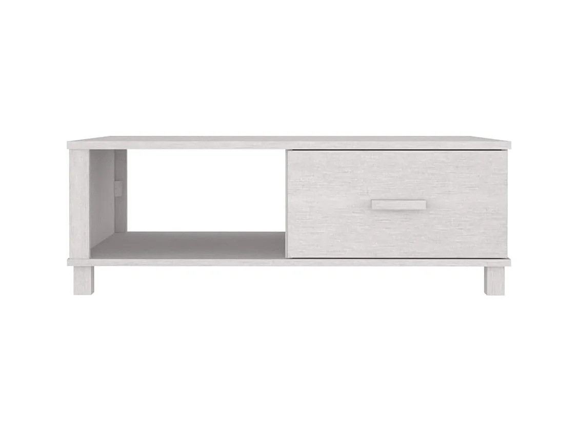Table basse HAMAR Blanc 100x55x35 cm Bois massif de pin