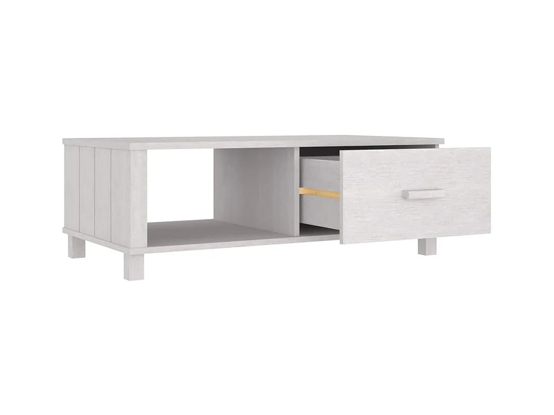 Table basse HAMAR Blanc 100x55x35 cm Bois massif de pin