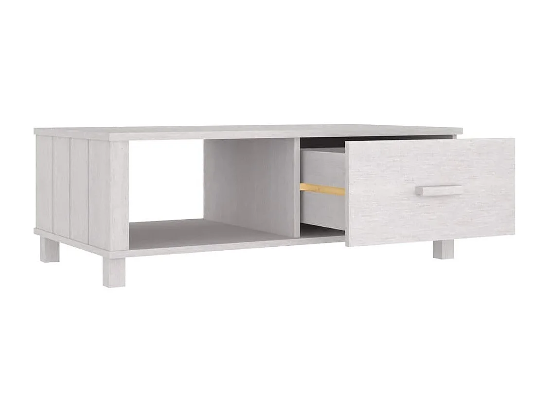 Table basse HAMAR Blanc 100x55x35 cm Bois massif de pin