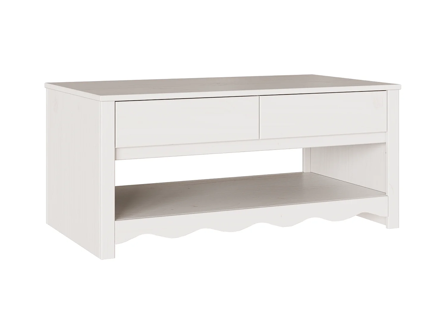 Table basse "DRAMMEN" Blanche 99x55x45 cm en bois massif de pin