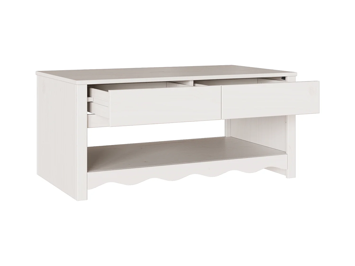 Table basse "DRAMMEN" Blanche 99x55x45 cm en bois massif de pin