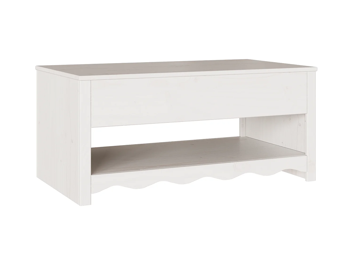 Table basse "DRAMMEN" Blanche 99x55x45 cm en bois massif de pin