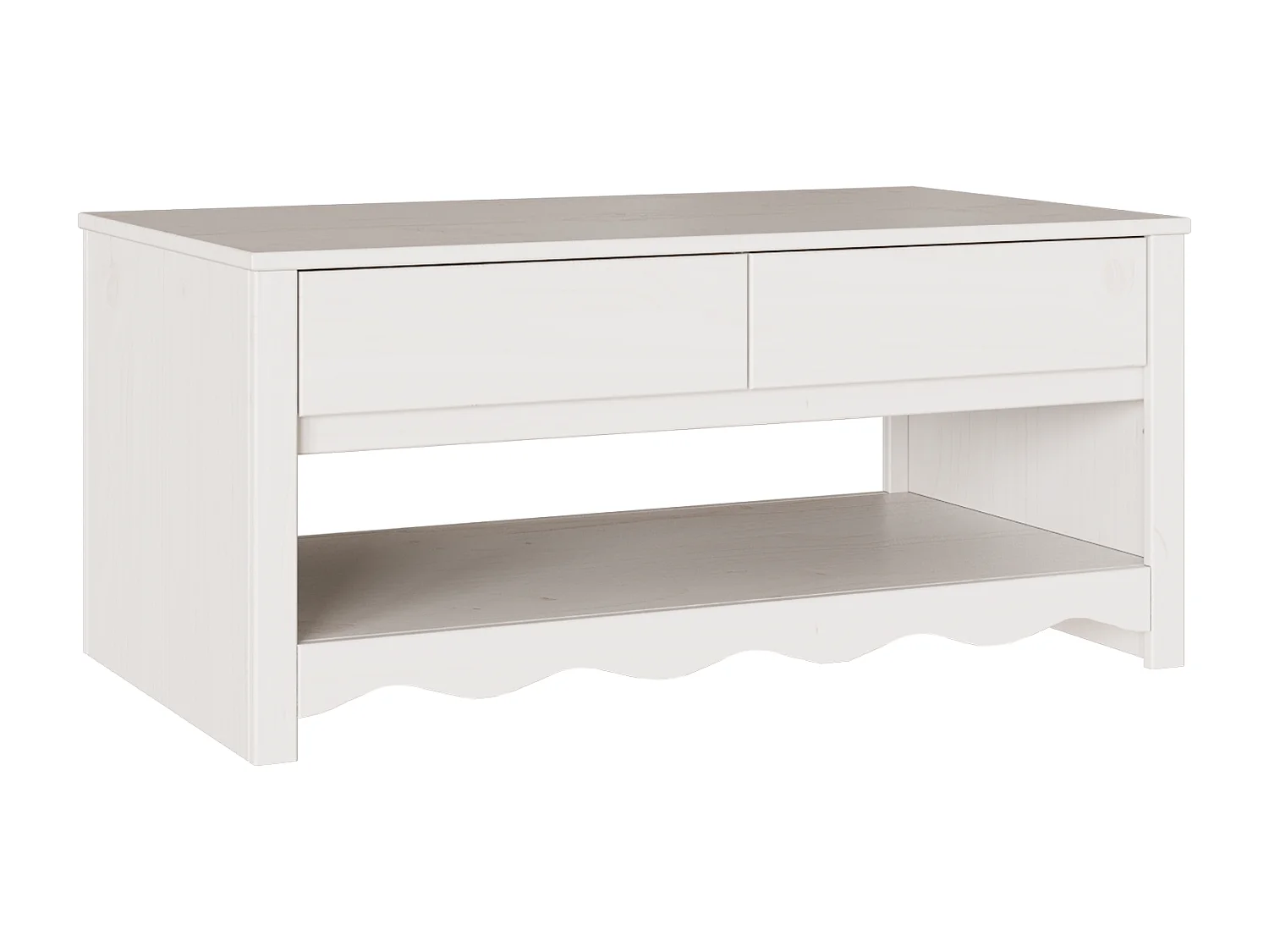 Table basse "DRAMMEN" Blanche 99x55x45 cm en bois massif de pin