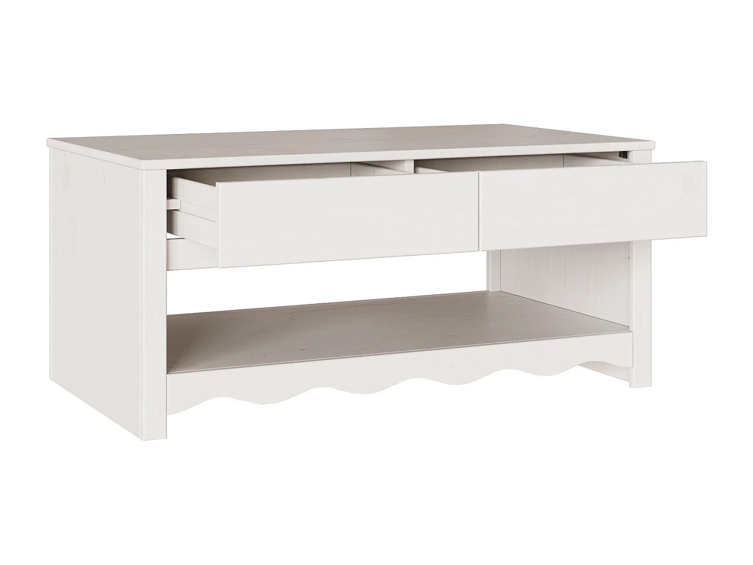Table basse "DRAMMEN" Blanche 99x55x45 cm en bois massif de pin