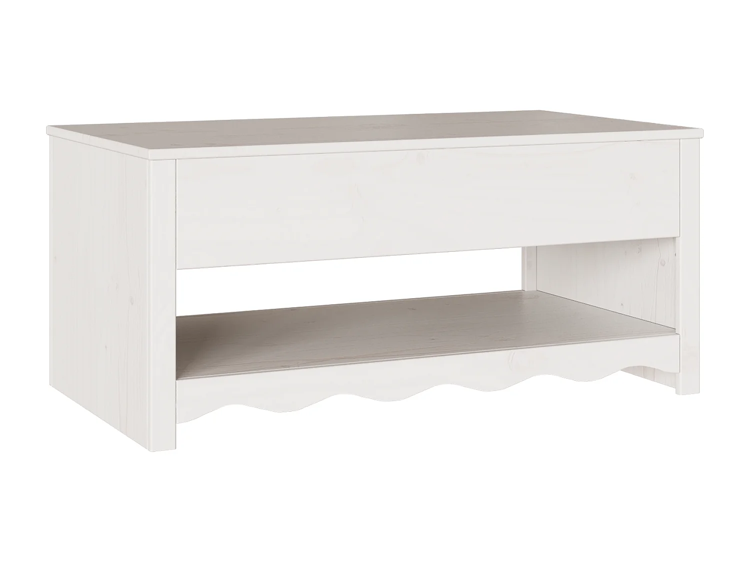 Table basse "DRAMMEN" Blanche 99x55x45 cm en bois massif de pin