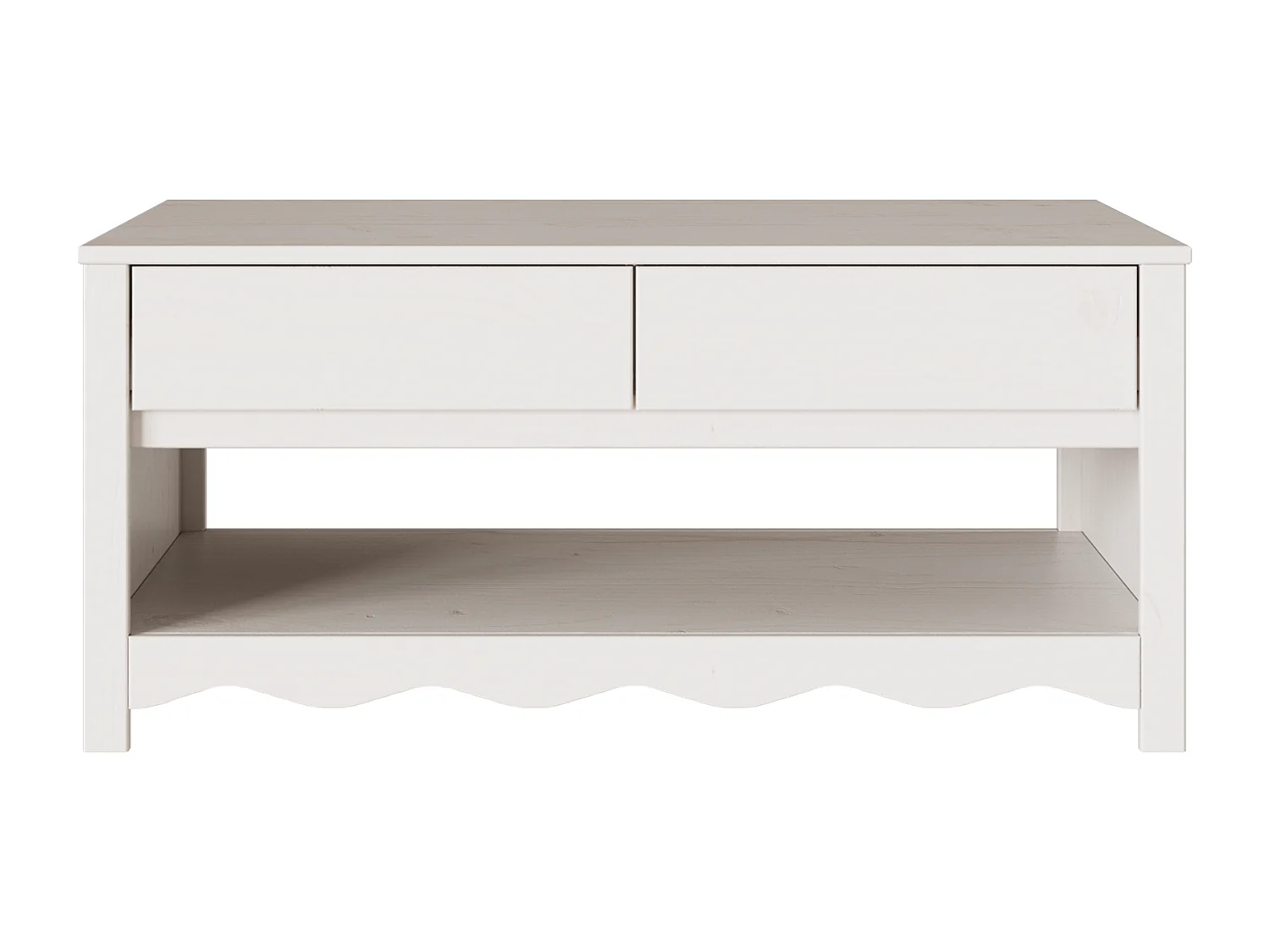 Table basse "DRAMMEN" Blanche 99x55x45 cm en bois massif de pin