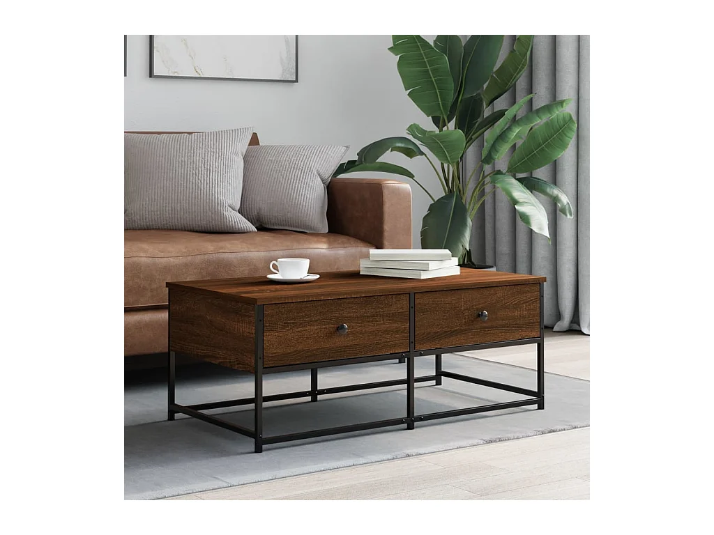 Table basse chêne marron 100x51x40 cm bois d'ingénierie