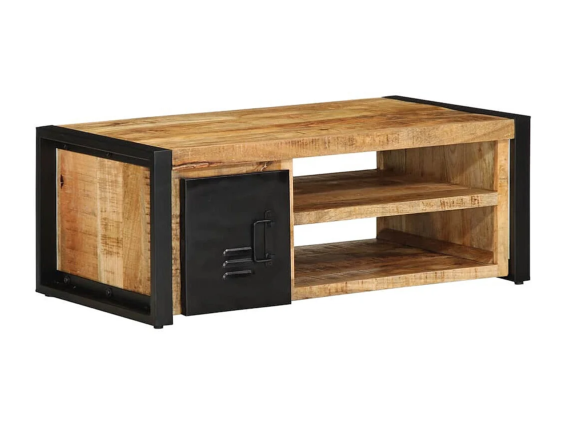 Tavolino da caffè 90x50x36 cm in legno massello di mango grezzo