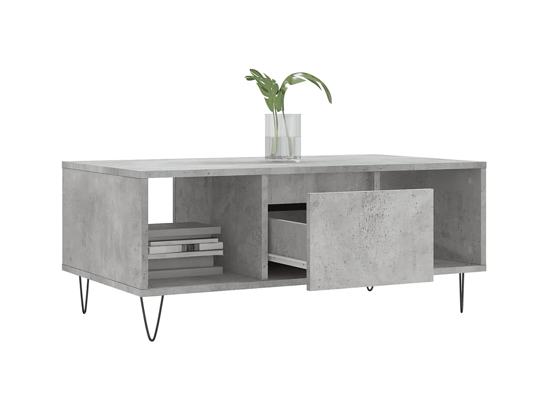 Table basse Gris béton 90x50x36,5 cm Bois d'ingénierie