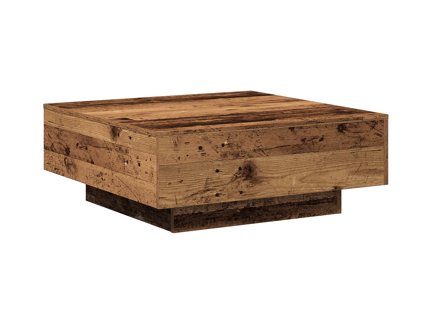 Table basse en vieux bois 80x80x31 cm en bois d'ingénierie