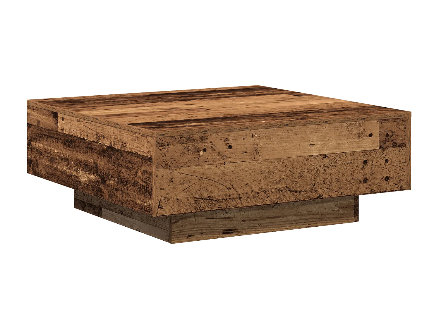 Salontafel in oud hout 80x80x31 cm in bewerkt hout